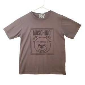 Moschino Couture Mens Teddy Bear Box Logo Graphic T-Shirt Brown Size Medium Tee